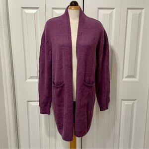 New Lalala Long Line Faux Cashmere Super Soft Plum Open Cardigan